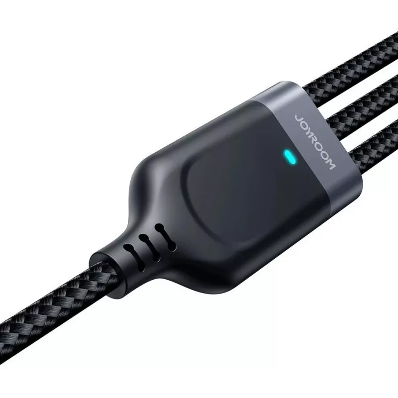 JOYROOM S-1T3018A18 3-in-1 Multi Charging Cable USB-A auf USB-C/Micro-USB/Lightning, 30cm geflochtenes Nylon, 3.5A, Schwarz