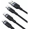 JOYROOM S-1T3018A18 3-in-1 Multi Charging Cable USB-A auf USB-C/Micro-USB/Lightning, 30cm geflochtenes Nylon, 3.5A, Schwarz