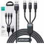 JOYROOM S-1T3018A18 3-in-1 Multi Charging Cable USB-A auf USB-C/Micro-USB/Lightning, 30cm geflochtenes Nylon, 3.5A, Schwarz