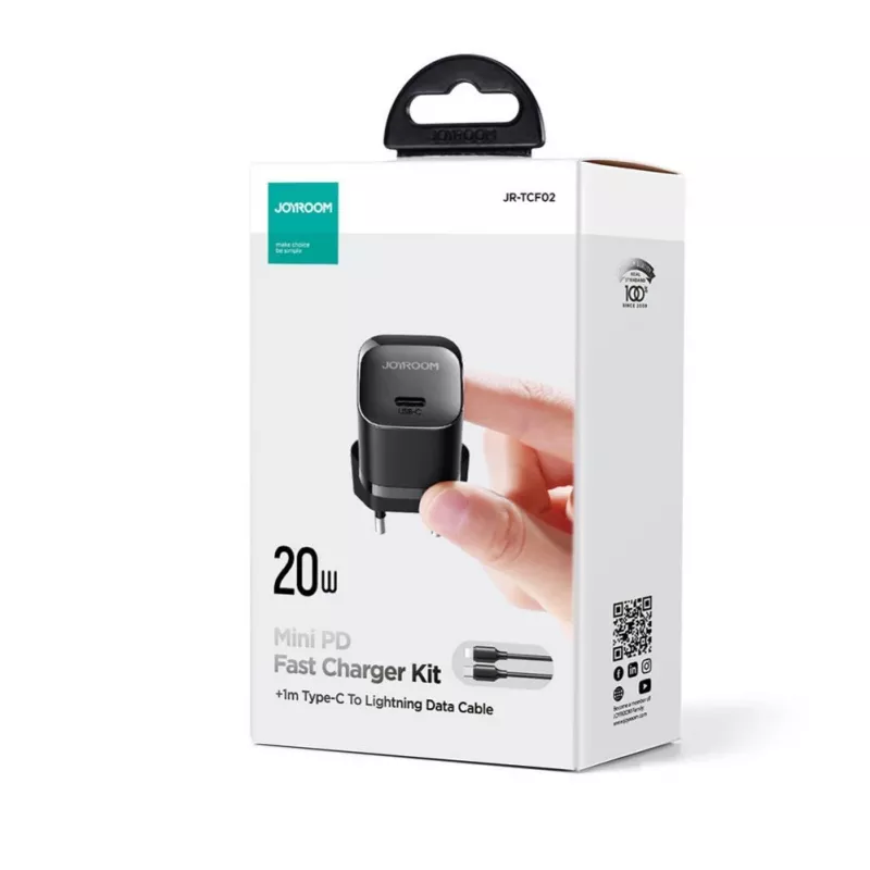 Joyroom USB-C 20W PD Mini Charger mit USB-C auf Lightning Kabel - Schwarz