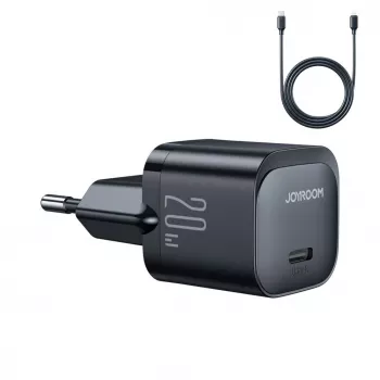 Joyroom USB-C 20W PD Mini Charger mit USB-C auf Lightning Kabel - Schwarz