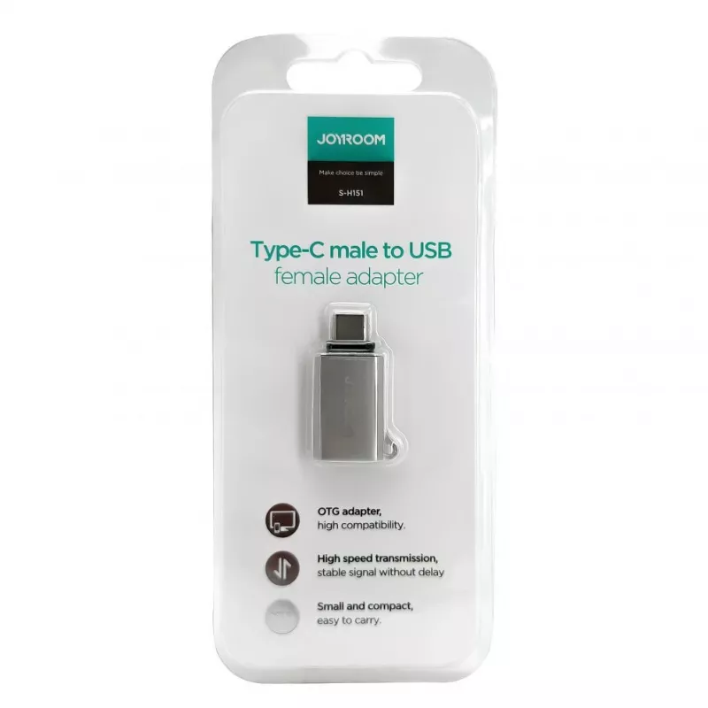 Joyroom USB-C Stecker auf USB-A Buchse Adapter Mini S-H151 Silber