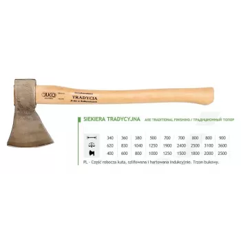 JUCO 33007 Axt-Werkzeug - 600g geschmiedeter Kohlenstoffstahlkopf, 360mm Holzstiel