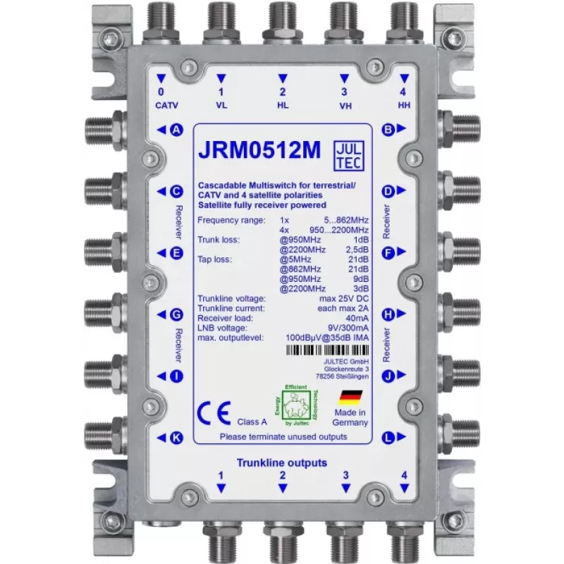 JULTEC JRM0512M 12-fach SAT/IF Multischalter mit Terrestrischeingang
