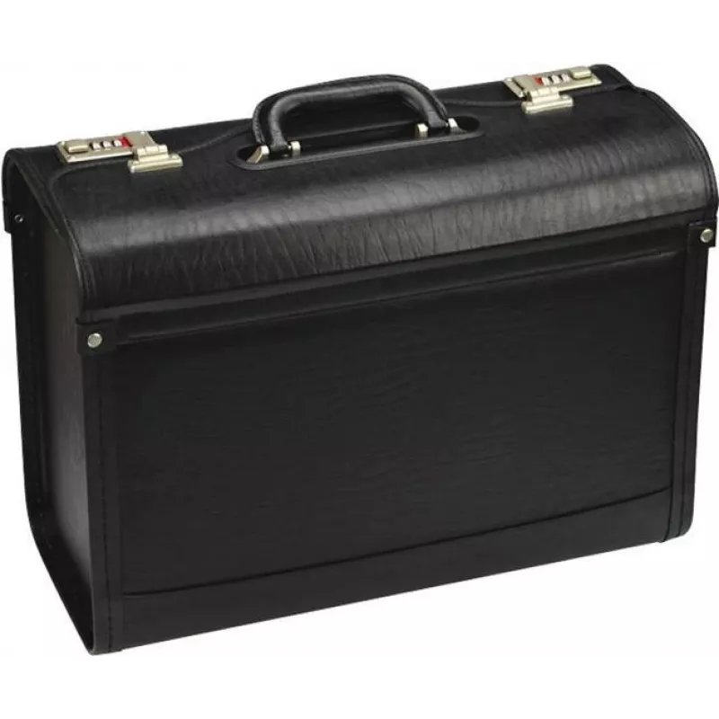JÜSCHA Alassio Pilotenkoffer Kunstleder Schwarz 28L 15,6 Zoll Laptop 45028