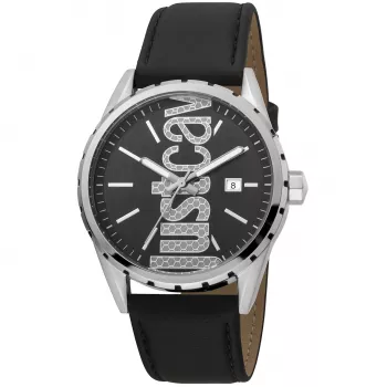 JUST CAVALLI MAN JC1G082L0085 Quarz-Analoguhr 42mm blaues Zifferblatt blaues Lederarmband
