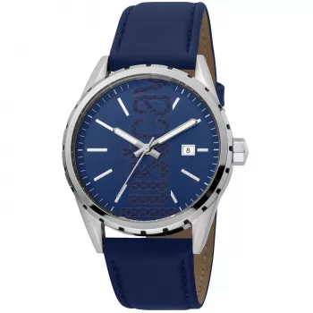 JUST CAVALLI MAN JC1G082L0095 42mm Quarz Analog Blau Zifferblatt Lederarmband Uhr