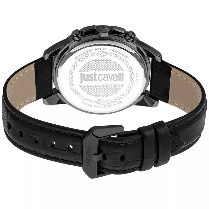JUST CAVALLI MAN JC1G175L0245 42mm Quarz Analog Blau Zifferblatt Braunes Lederarmband Uhr
