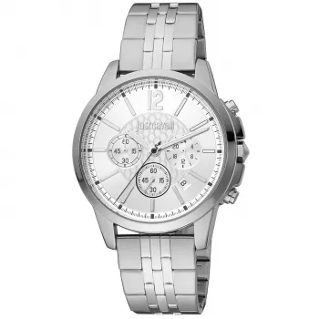 JUST CAVALLI MAN JC1G175M0255 Quarz-Armbanduhr Analog 42mm Edelstahl-Mesh-Armband Schwarzes Zifferblatt