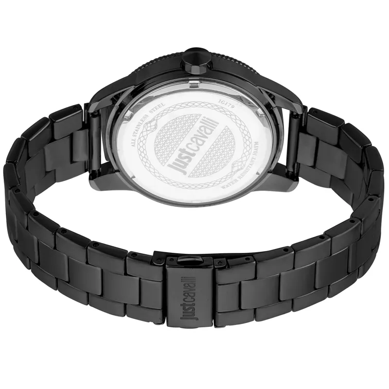 JUST CAVALLI MAN JC1G179M0085 42mm Quarz Analog Blau Zifferblatt Edelstahl Mesh Armband Armbanduhr
