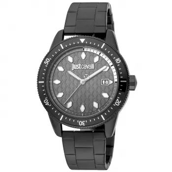 JUST CAVALLI MAN JC1G179M0085 42mm Quarz Analog Blau Zifferblatt Edelstahl Mesh Armband Armbanduhr