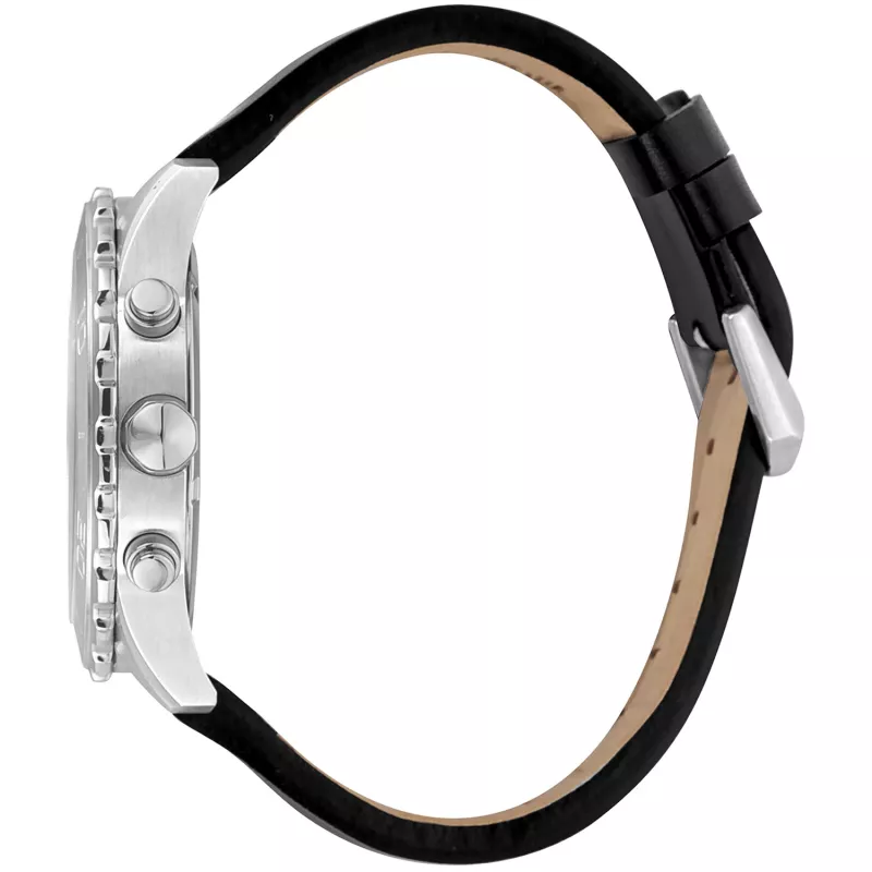 JUST CAVALLI MAN JC1G214L0015 46mm Quarz Analoguhr Schwarzes Zifferblatt Schwarzes Lederarmband