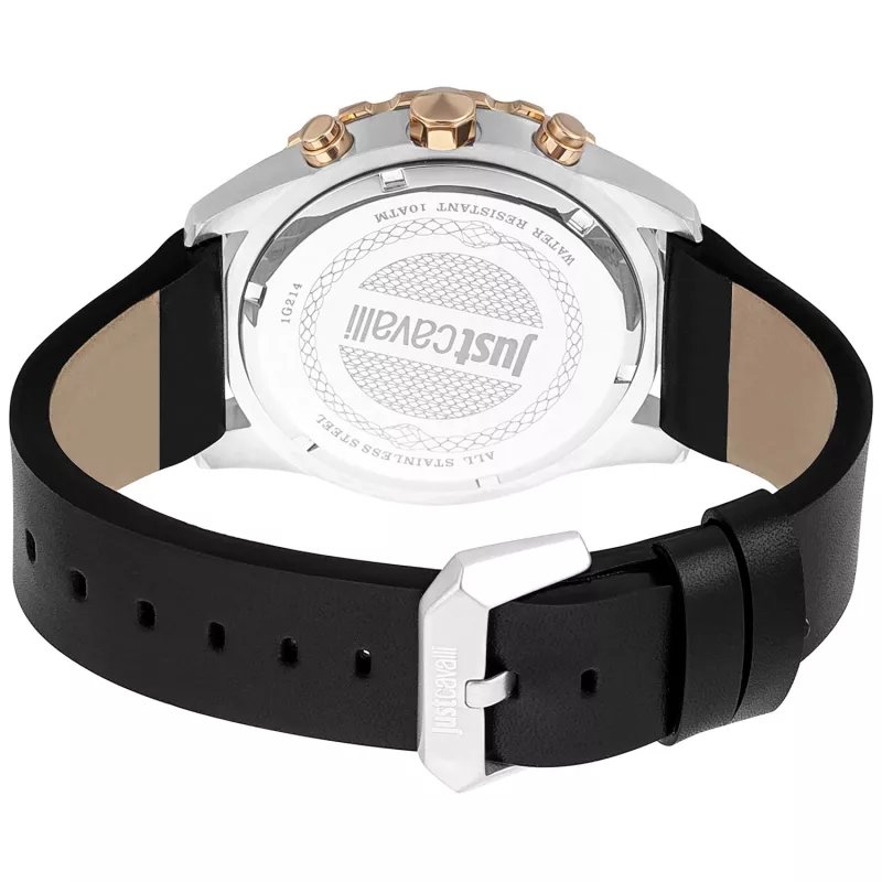 JUST CAVALLI MAN JC1G214L0025 42mm Quarz Analoguhr Schwarzes Zifferblatt Lederarmband