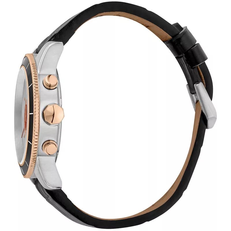 JUST CAVALLI MAN JC1G215L0035 42mm Quarz Analog Uhr Schwarzes Zifferblatt Schwarzes Lederarmband