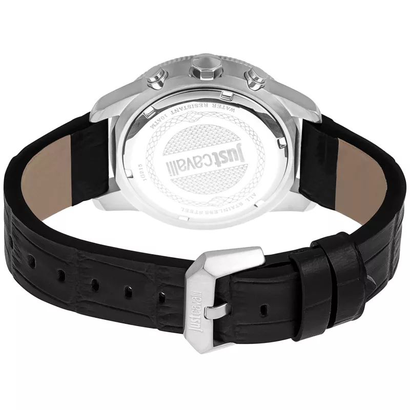 JUST CAVALLI MAN Uhr JC1G215L0015 42mm Schwarzes Zifferblatt Lederarmband