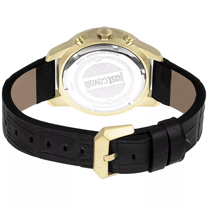 JUST CAVALLI MAN Uhr JC1G215L0025 (42mm) - Schwarzes Zifferblatt, Lederarmband