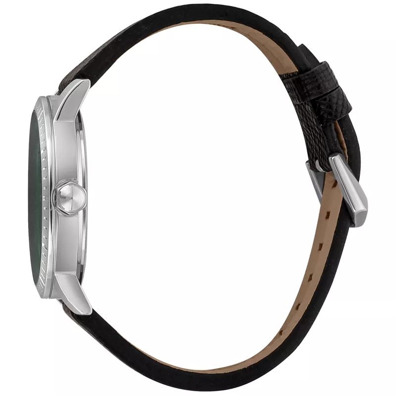 JUST CAVALLI Herren Quarz Analog Uhr JC1G216L0025 42mm Edelstahlgehäuse Schwarzes Lederarmband