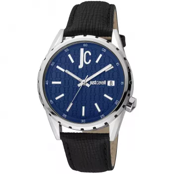 JUST CAVALLI Herren-Quarz-Analoguhr JC1G217L0025 42mm blaues Zifferblatt blaues Lederarmband