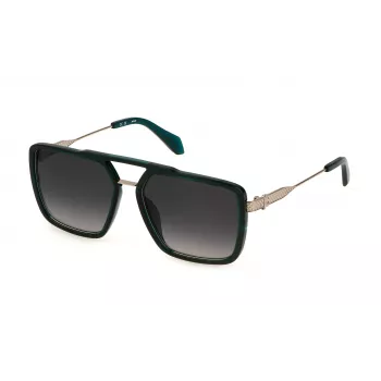 JUST CAVALLI Herren-Sonnenbrille SJC040-580G61 - Geometrischer Vollrand-Kunststoffrahmen mit Polycarbonatgläsern, UV400-Schutz, 58 mm Glasbreite
