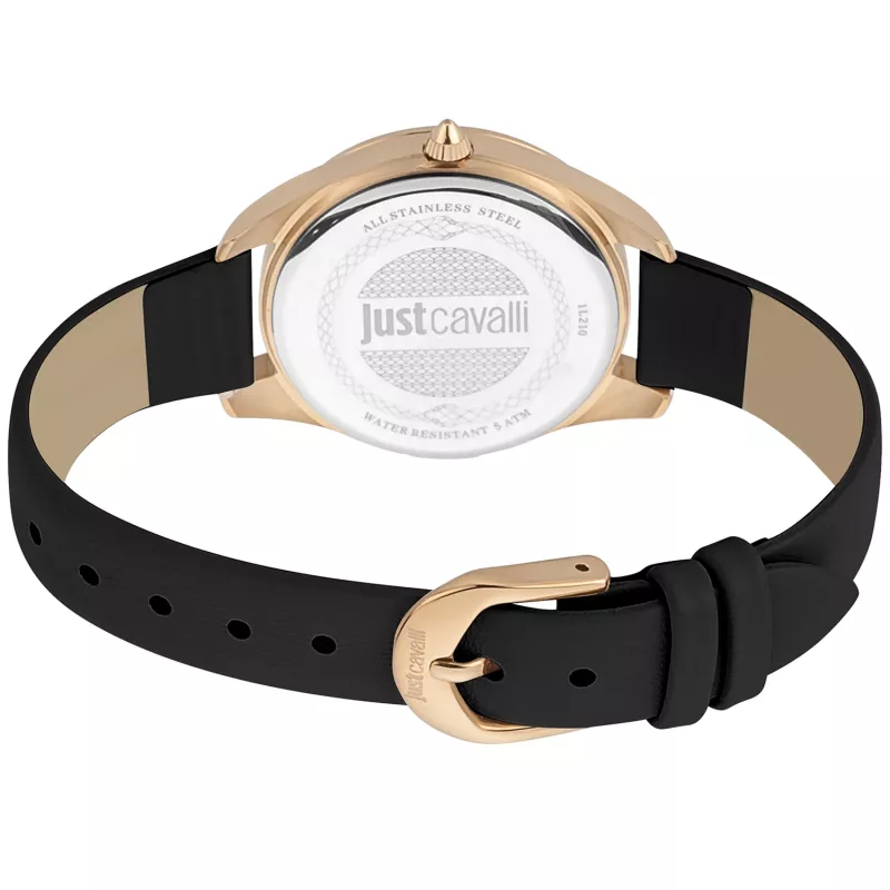 JUST CAVALLI Damenuhr JC1L210L0025 32mm Quarz Analog Uhr - Silbernes Zifferblatt, Braunes Leder