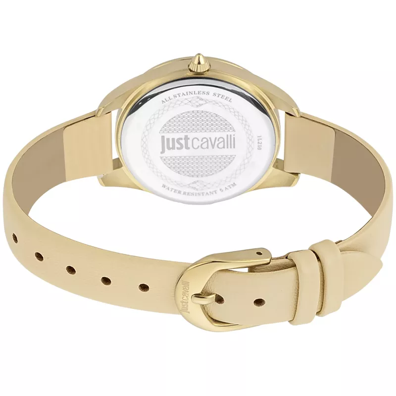 JUST CAVALLI Damenuhr JC1L210L0015 32mm Silbernes Zifferblatt Braunes Lederarmband