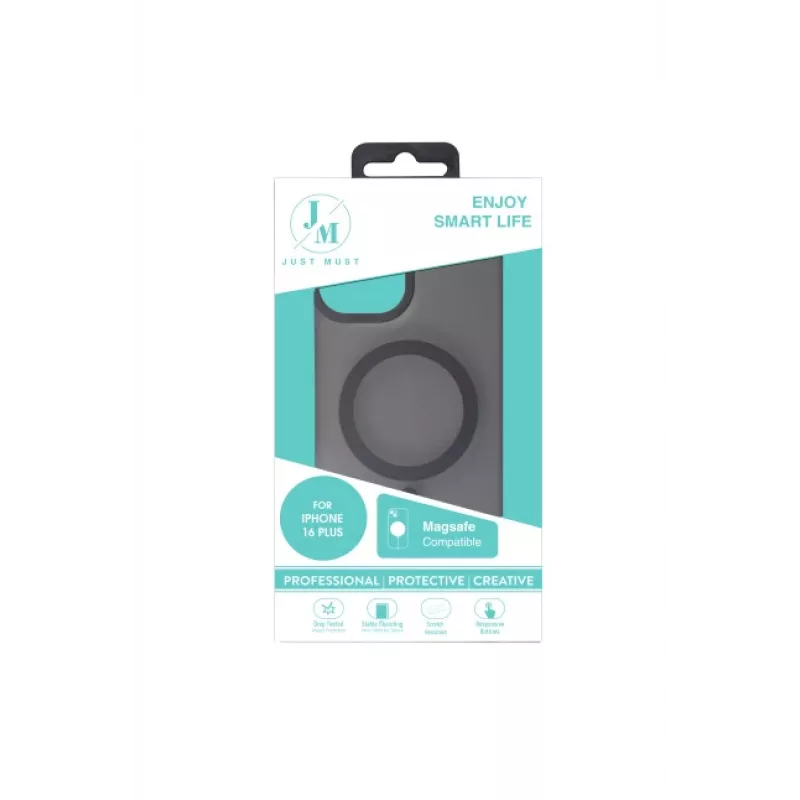 JUST MUST JM MAGSAFE SILK FROST I Case für iPhone 16 Plus Schwarz
