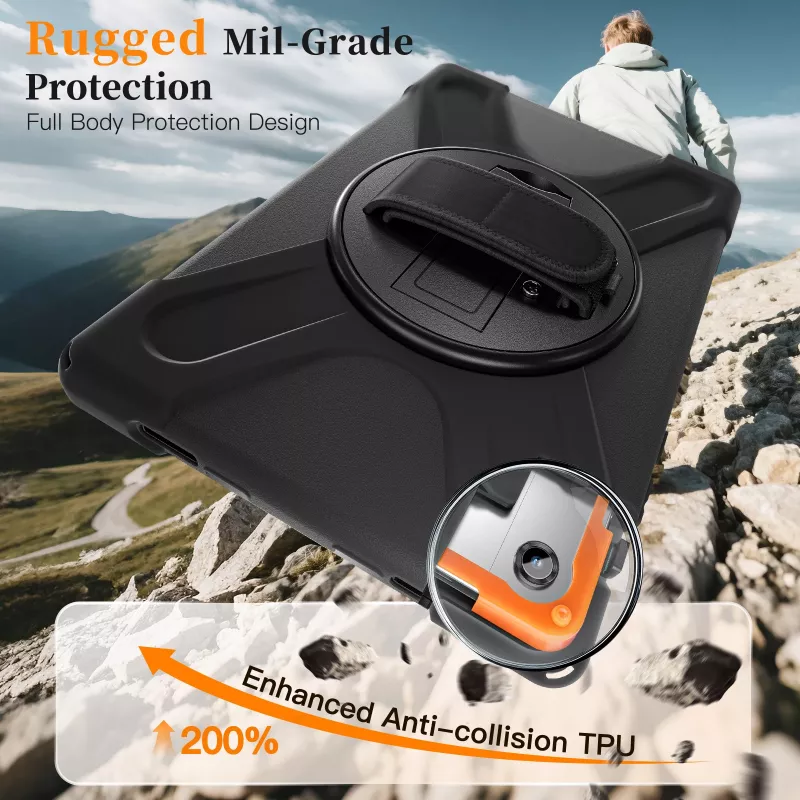 JUST MUST JM Rugged Case Grip für Samsung Galaxy Tab A11+ mit Tragegurt Schwarz