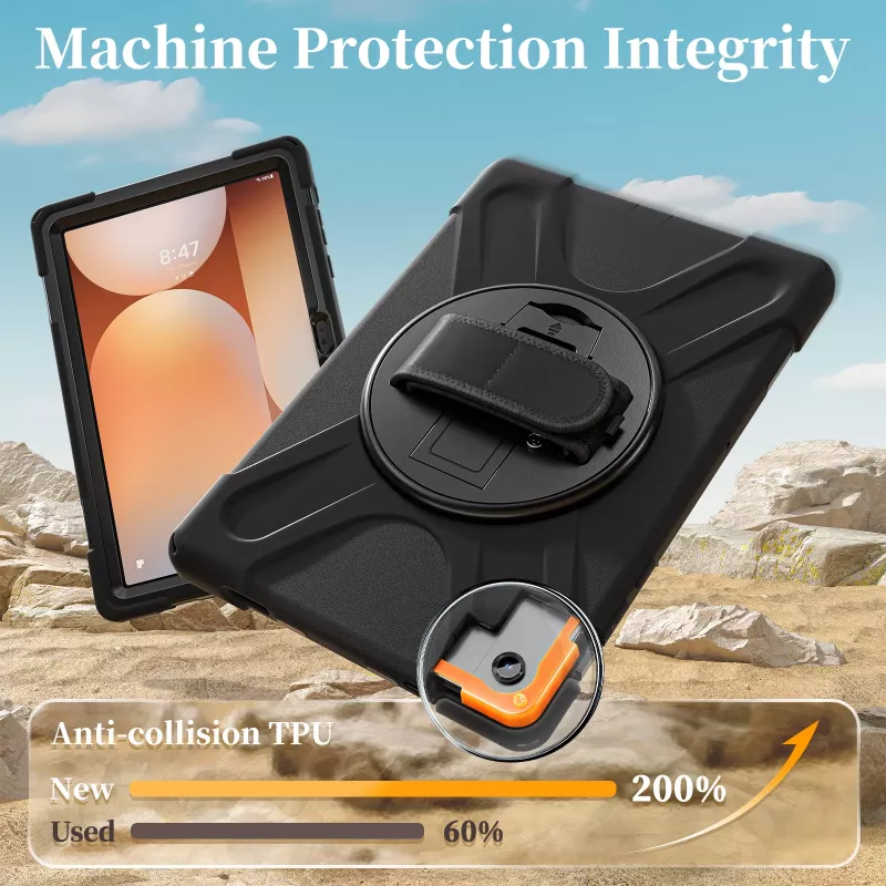 JUST MUST JM Rugged Case Grip für Samsung Galaxy Tab A11+ mit Tragegurt Schwarz