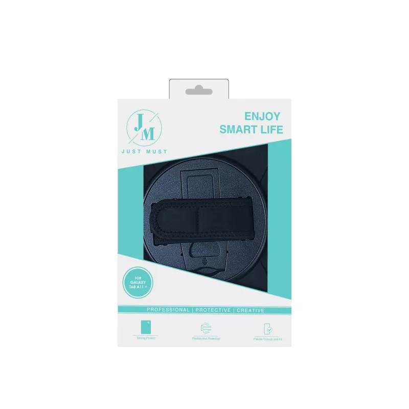 JUST MUST JM Rugged Case Grip für Samsung Galaxy Tab A11+ mit Tragegurt Schwarz