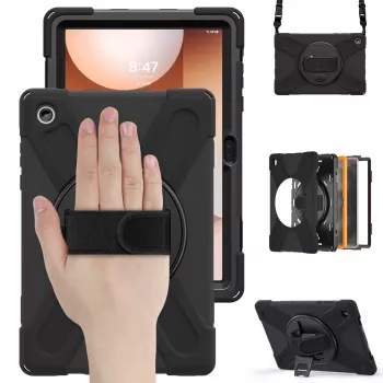 JUST MUST JM Rugged Case Grip für Samsung Galaxy Tab A11+ mit Tragegurt Schwarz