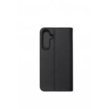 JUST MUST JM Stand Flip Case für Samsung Galaxy A35 5G, Schwarz – PU-Leder-Wallet mit Kartenfächern und Standfuß