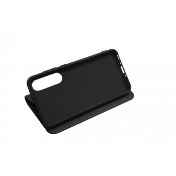 JUST MUST JM Stand Flip Case für Samsung Galaxy A35 5G, Schwarz – PU-Leder-Wallet mit Kartenfächern und Standfuß