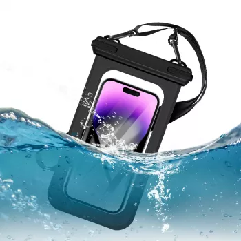 JUST MUST Wasserdichte Handyhülle Schwarz – IPX8 30m Tauchhülle für Smartphones