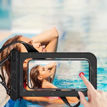 JUST MUST Wasserdichte Handyhülle Schwarz – IPX8 30m Tauchhülle für Smartphones