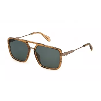 JUSTCAVALLI Herren-Sonnenbrille SJC040-580913 Havana Brown Gradient Square Acetate 58mm