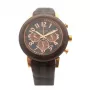 K&BROS Unisex Quarz Analog Uhr 9427-4-710 43mm Edelstahl Schwarzes Zifferblatt Lederarmband
