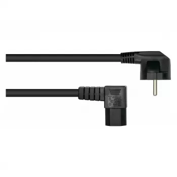 Kabelmeister 3m Netzkabel, CEE 7/7 Schuko auf IEC C15, 90° gewinkelt, Schwarz