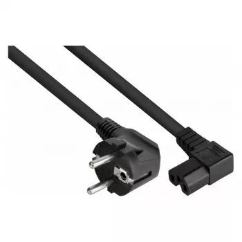 Kabelmeister 3m Netzkabel, CEE 7/7 Schuko auf IEC C15, 90° gewinkelt, Schwarz