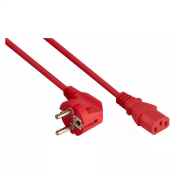 Kabelmeister 90° Winkel-Schuko auf C13 Netzkabel 1,8 m Rot