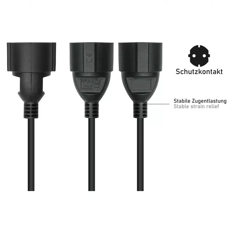 Kabelmeister C14 auf Schuko-Steckdose Netzadapterkabel 0,15 m Schwarz