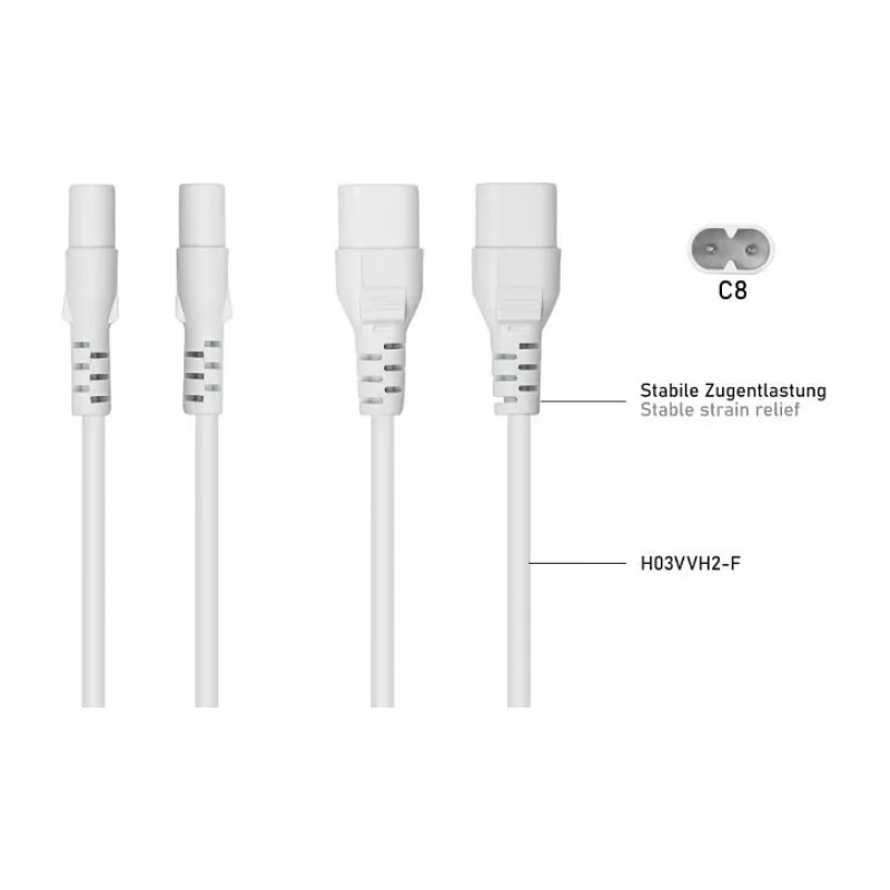 Kabelmeister Euro-Verlängerungskabel C8-Buchse auf C7-Stecker 0,2 m Schwarz