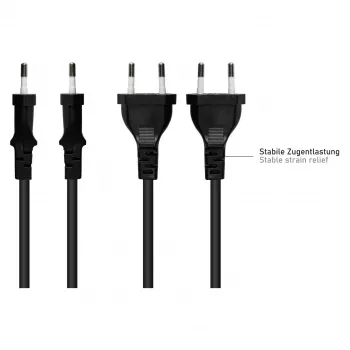 Kabelmeister Euro-Netzkabel mit offenem Ende, Schwarz, 1,5 m