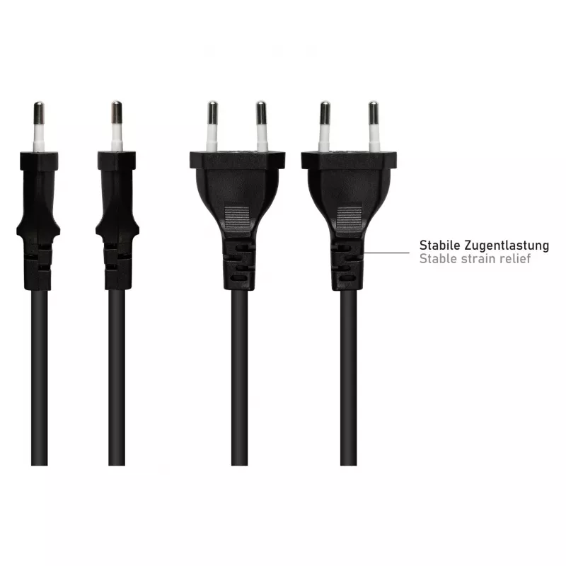 Kabelmeister Euro-Netzkabel mit offenem Ende, Schwarz, 1,5 m