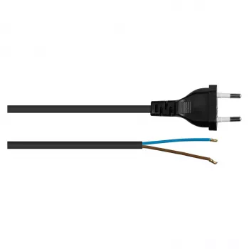 Kabelmeister Euro-Netzkabel mit offenem Ende, H03VVH2-F, 2 x 0,75 mm², 3 m, Schwarz