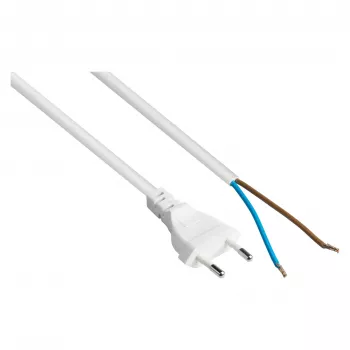 Kabelmeister Euro-Netzkabel mit offenem Ende, 3 m, Weiß (H03VVH2-F)