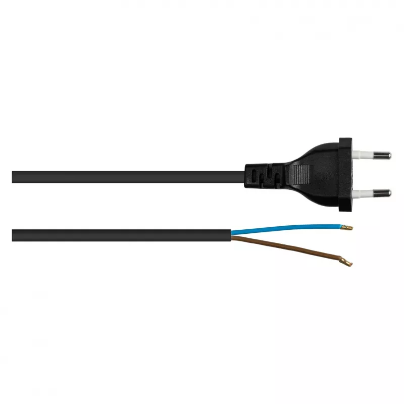 Kabelmeister Euro-Netzkabel mit offenem Ende, Schwarz, 5 m