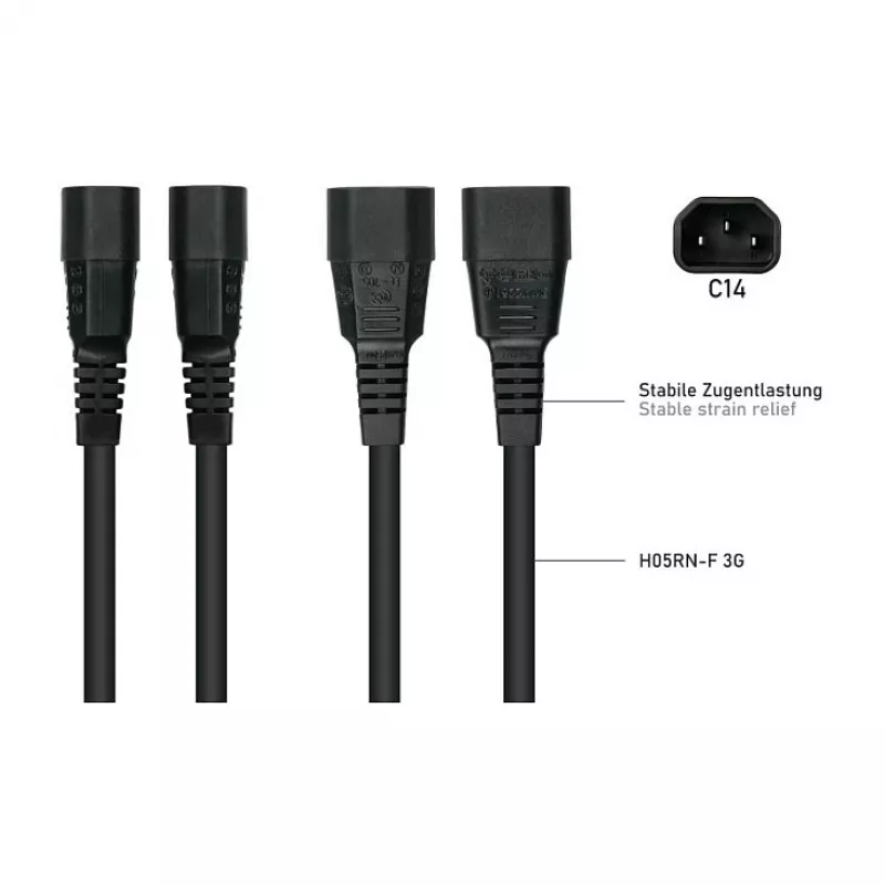 Kabelmeister IEC C14 auf C15 Stromkabel 3m (SK1450-S030) – Schwarz