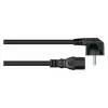 Kabelmeister Netzkabel mit 90°-Winkel-Schukostecker auf C15-Kupplung, 3 m, Schwarz