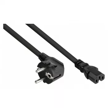 Kabelmeister Netzkabel mit 90°-Winkel-Schukostecker auf C15-Kupplung, 3 m, Schwarz