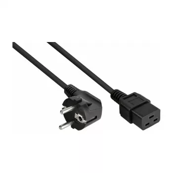 Kabelmeister Schuko (CEE 7/4) auf C19 Stromkabel, 1m, 90° gewinkelt, Schwarz